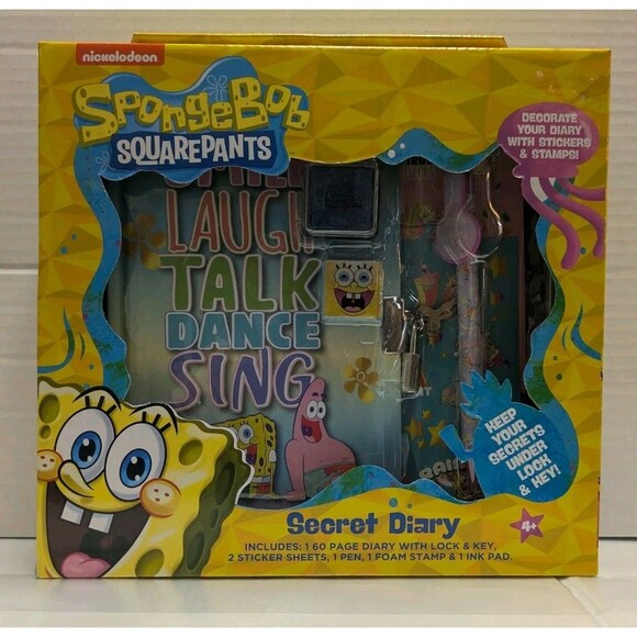 SpongeBob Squarepants Other - SpongeBob SquarePants Secret Diary Set Journal Lock & Key NEW NIB Inkology